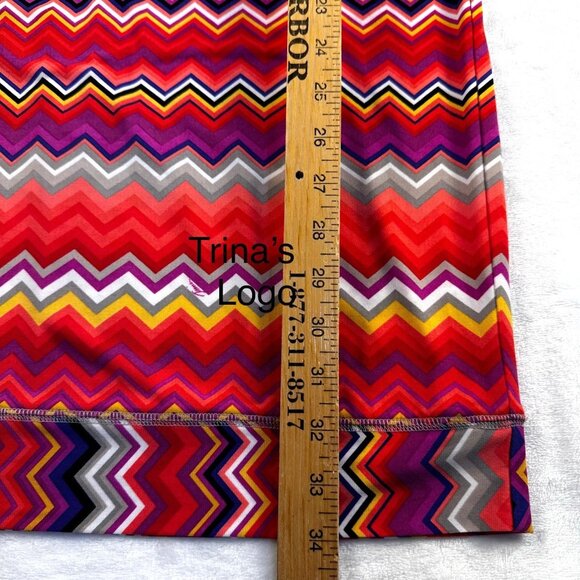 Trina Turk Multi Zinnia Zig Zag Printed Sheath Dress Colorful Capsleeve Retro M - Picture 9 of 12